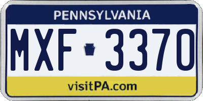 PA license plate MXF3370