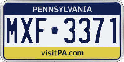 PA license plate MXF3371