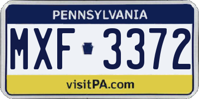 PA license plate MXF3372