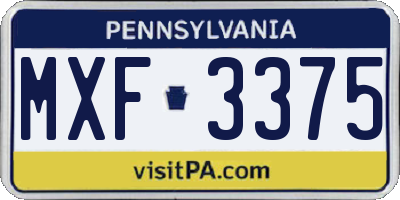 PA license plate MXF3375
