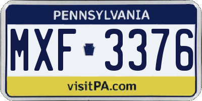 PA license plate MXF3376