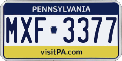 PA license plate MXF3377
