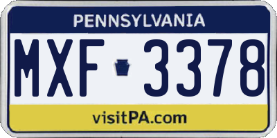 PA license plate MXF3378