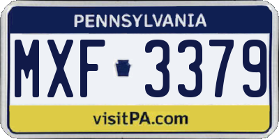 PA license plate MXF3379