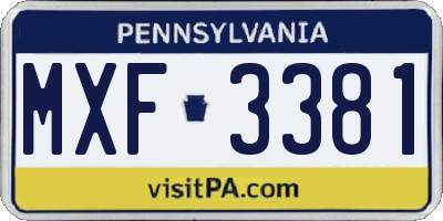 PA license plate MXF3381