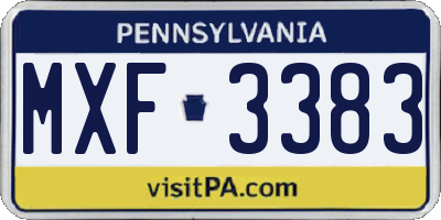 PA license plate MXF3383