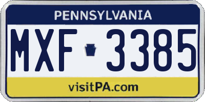 PA license plate MXF3385