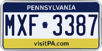 PA license plate MXF3387