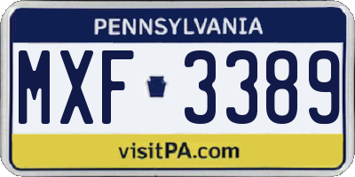 PA license plate MXF3389
