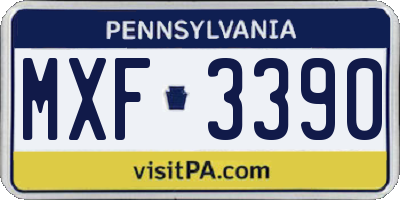 PA license plate MXF3390