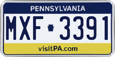 PA license plate MXF3391