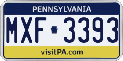 PA license plate MXF3393