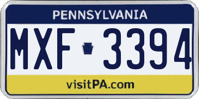 PA license plate MXF3394