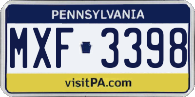 PA license plate MXF3398