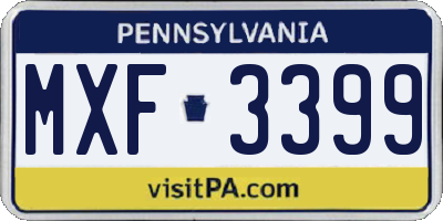 PA license plate MXF3399