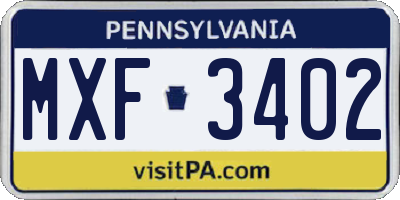 PA license plate MXF3402
