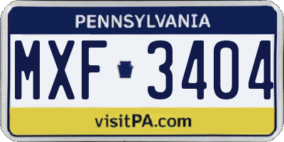 PA license plate MXF3404