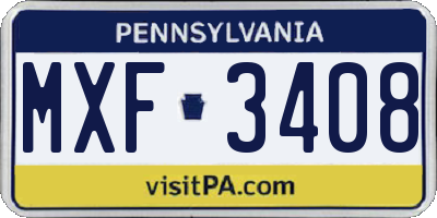 PA license plate MXF3408
