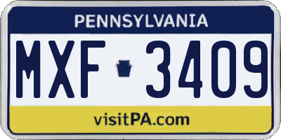 PA license plate MXF3409
