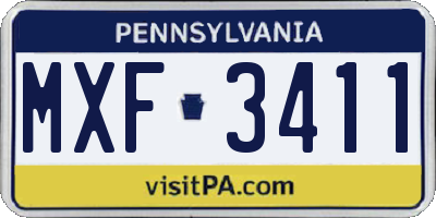 PA license plate MXF3411
