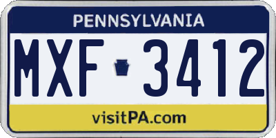 PA license plate MXF3412