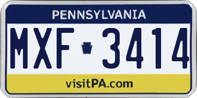 PA license plate MXF3414