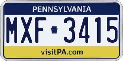PA license plate MXF3415