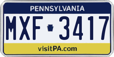 PA license plate MXF3417