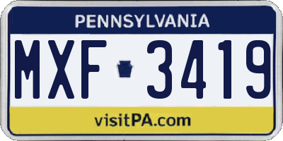 PA license plate MXF3419