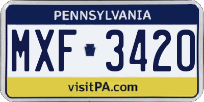 PA license plate MXF3420