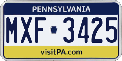PA license plate MXF3425