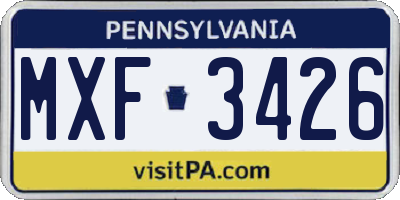 PA license plate MXF3426