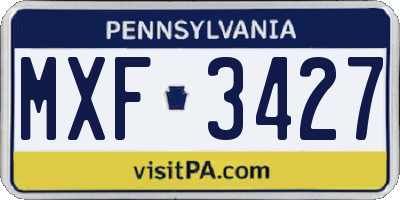 PA license plate MXF3427