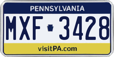 PA license plate MXF3428