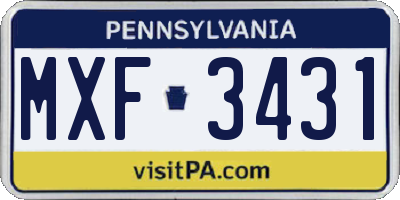 PA license plate MXF3431