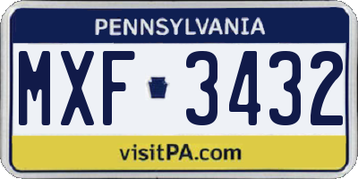 PA license plate MXF3432