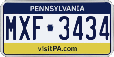 PA license plate MXF3434