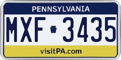PA license plate MXF3435