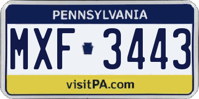 PA license plate MXF3443