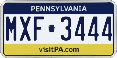 PA license plate MXF3444