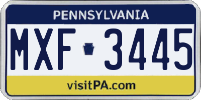 PA license plate MXF3445