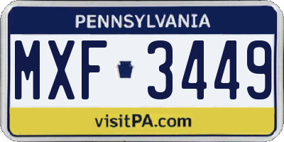 PA license plate MXF3449