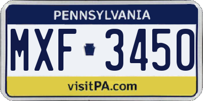 PA license plate MXF3450