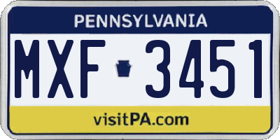 PA license plate MXF3451