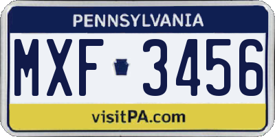 PA license plate MXF3456