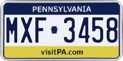 PA license plate MXF3458