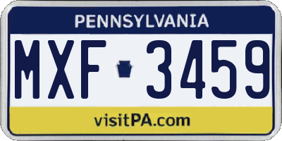 PA license plate MXF3459
