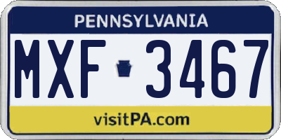 PA license plate MXF3467