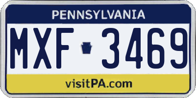 PA license plate MXF3469