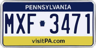 PA license plate MXF3471